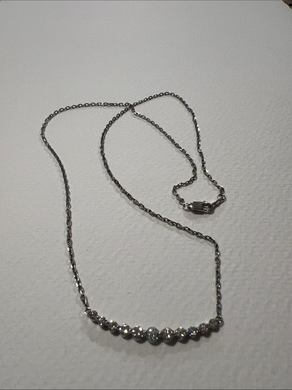 Delicate Sterling Silver Cubic Zirconia Bar Necklace